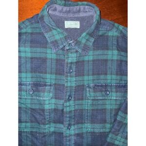 LL Bean Shacket Shirt Jacket Plaid Fleece Lined Large Outdoor Workwear SEE NOTES